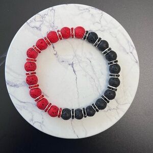 Elegant Red and Black Beaded Bracelet